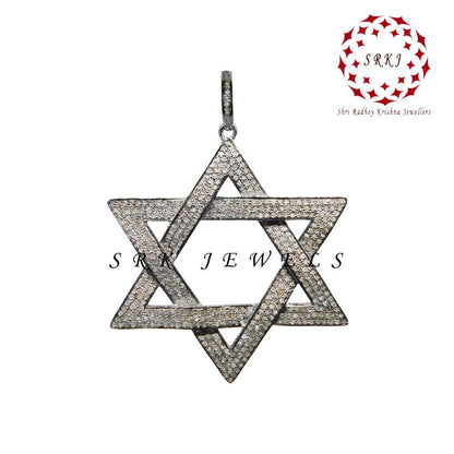 Fully Pave Diamond Setting Handmade Designer Star Pendant, Attractive Star necklace