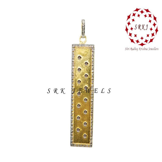 Yellow And Black Beautifully Designed Tag pendant, 925 Sterling Silver Pendant With Pave Diamond, Tag necklace