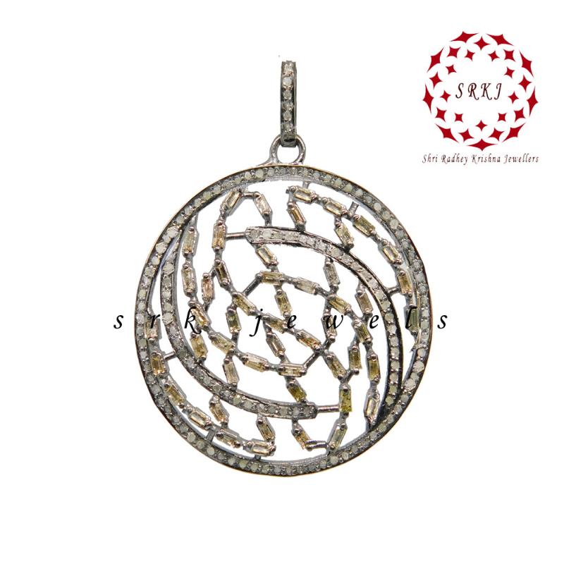 Round Designer Fancy Style Pendant With Pave Diamond, Fancy Attractive Necklace, Gift For Special One