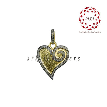 Beautifully Designed Yellow And Black Pave Diamond Small Heart pendant, Valentine's Day Gift