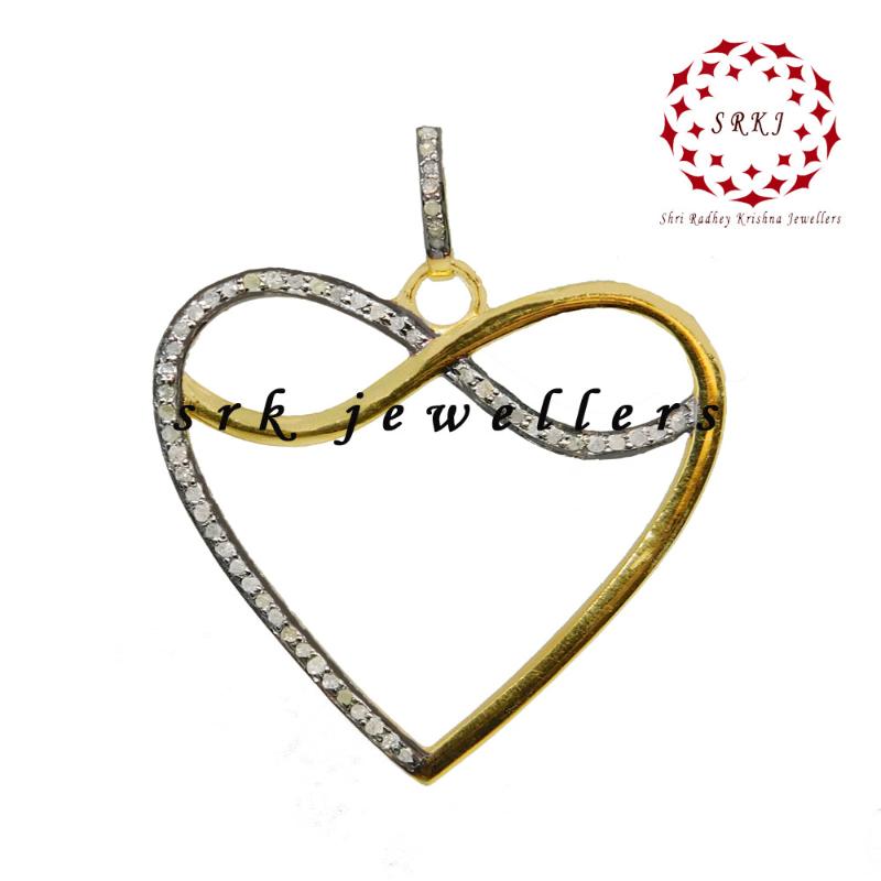 Yellow And Black Rhodium Plated Beautifully Designed Heart Pendant, Wedding Gift, Silver Jewelry