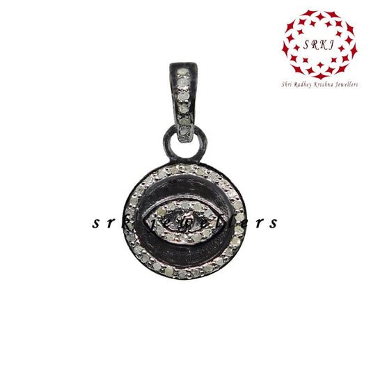 Beautiful Pave Diamond Evil Eye Charm, Gift For Special One, Halloween Gift, Silver Jewelry