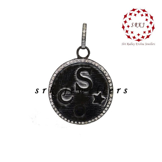 Multi Charms Round Disk Pendant, 925 Sterling Silver Jewelry, Gift For Her, Him