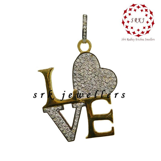 Gorgeous Black And Yellow Plated Rhodium Designer Fancy Style Love Pendant, Wedding Gift, Couple Gift