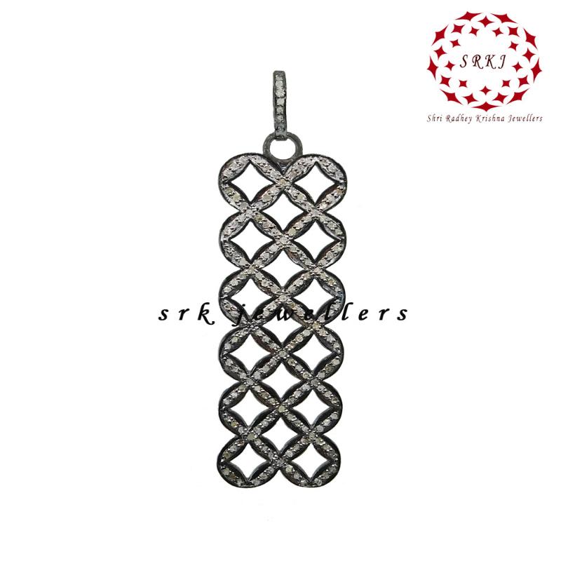 Fancy Designer Pave Diamond 925 Sterling Silver Tag Pendant, Tag Necklace, Gift For Someone