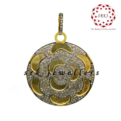 Gorgeous Yellow And Black Fancy Designer Pave Diamond Pendant, Silver Jewelry