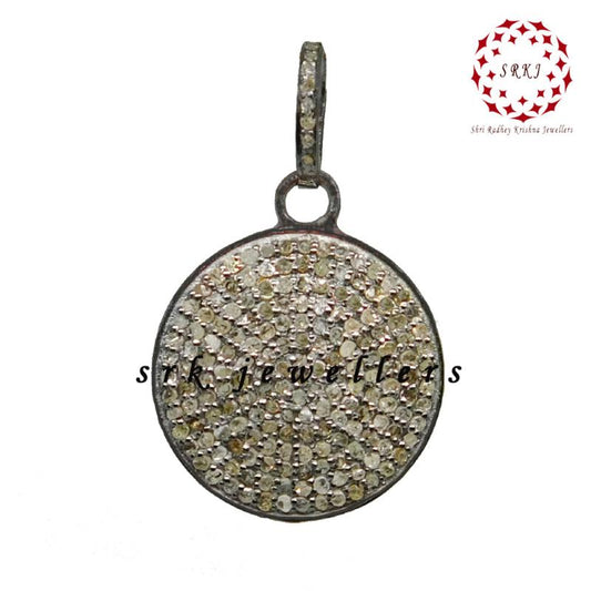 Pave Diamond Small Round Disk Charm, Beautiful Disk Pendant, Gift For Someone, Birthday Gift