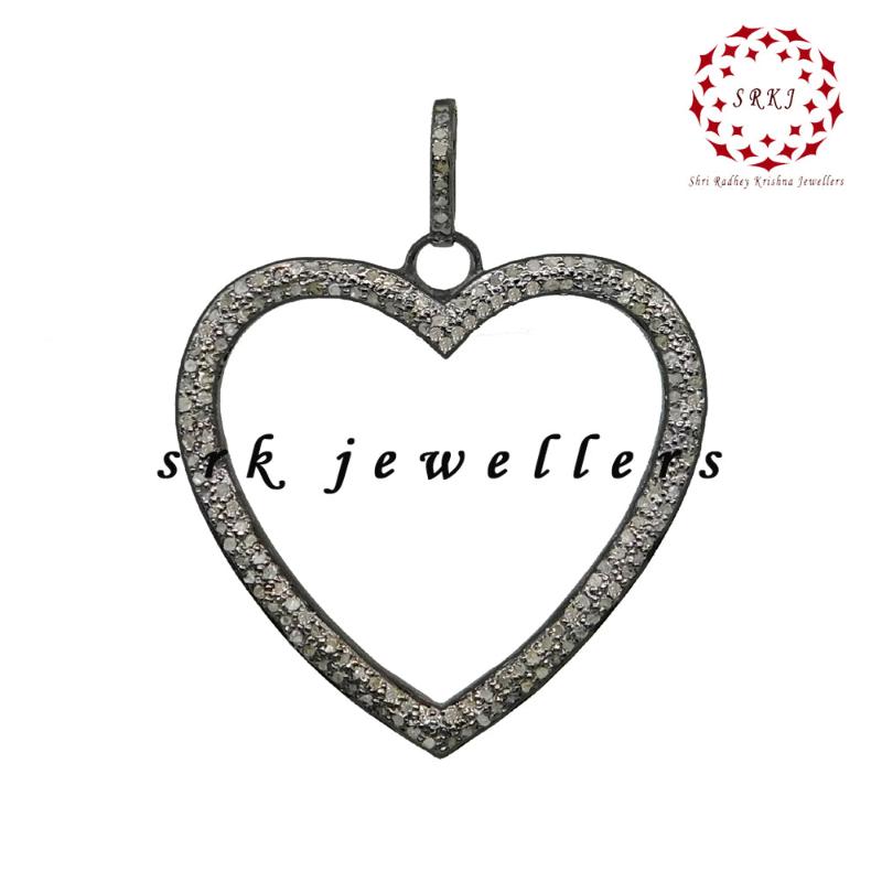 Open Heart Designer pave Diamond Pendant, Gift For Special One, Couple Gift