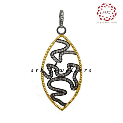 Yellow And Black Beautiful Oval shaped Pave Diamond Pendant, Fancy Shape Necklace, Gift For Her