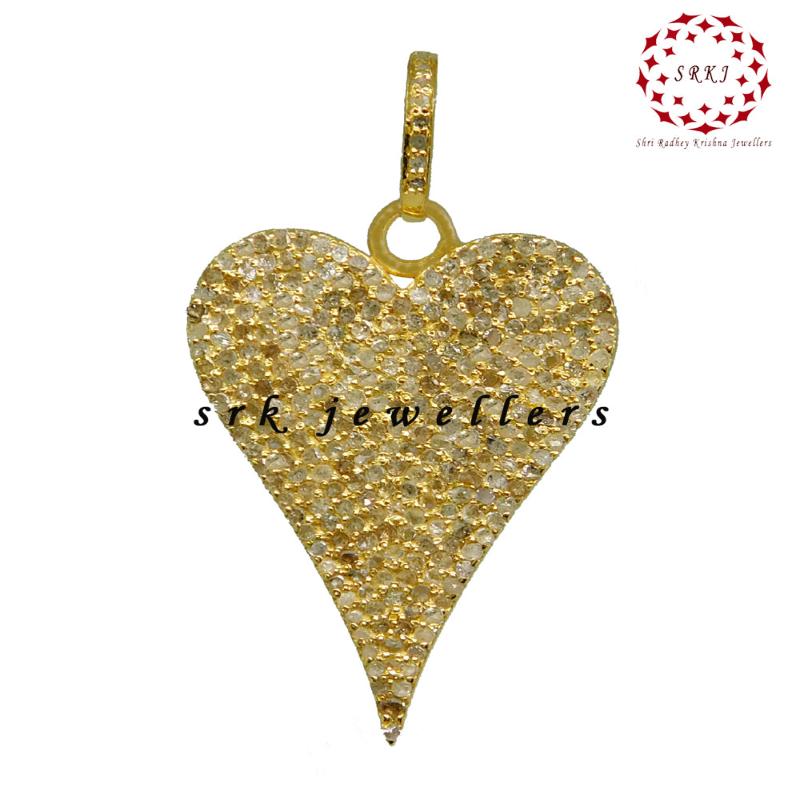 Fully Pave Diamond Setting Yellow Heart Pendant, Gift For Love, Wedding Gift