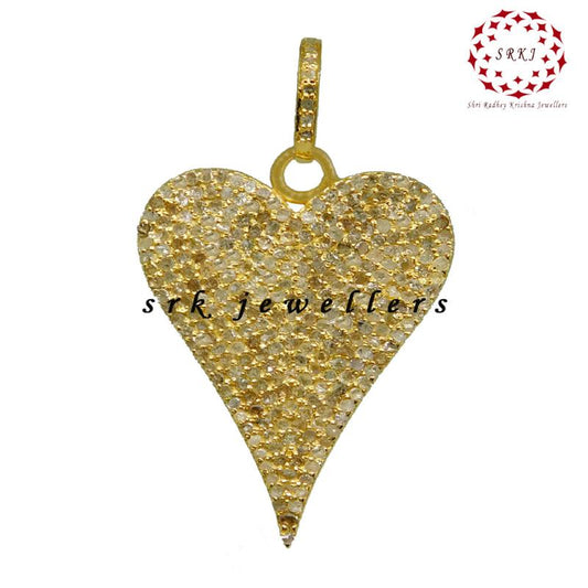 Fully Pave Diamond Setting Yellow Heart Pendant, Gift For Love, Wedding Gift