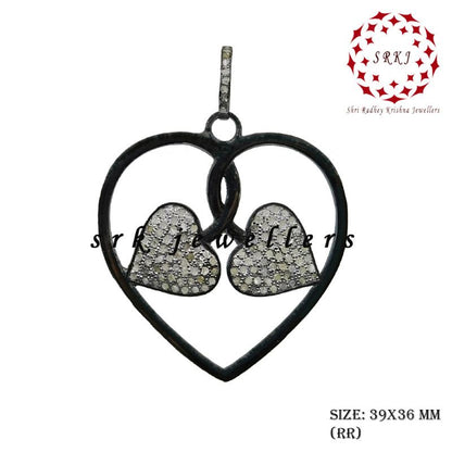 Stylish Heart Pendant With Pave Diamond Fancy Designer Heart Leaf, Gift For Someone