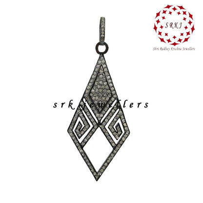 Pave Diamond Arrowhead Designer Silver Pendant, Stunning Arrow Style Necklace, Silver Jewelry