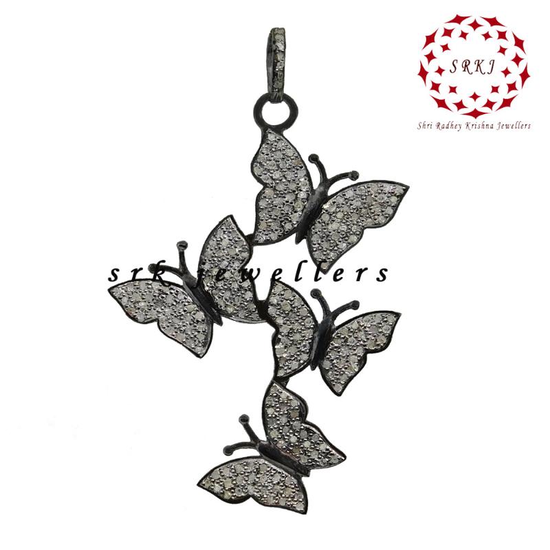 Unique Pave Diamond Butterfly Pendant, Attractive Butterfly Necklace, Gift For Girl