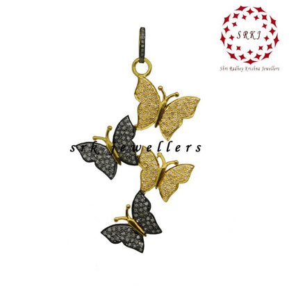 Unique Pave Diamond Butterfly Pendant, Attractive Butterfly Necklace, Gift For Girl