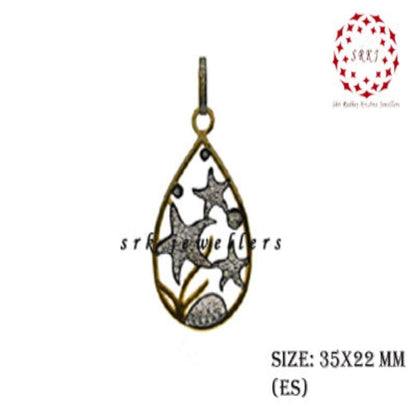 Gorgeous Designer Oval Shaped Pave Diamond With Stars Pendant, Wedding Gift