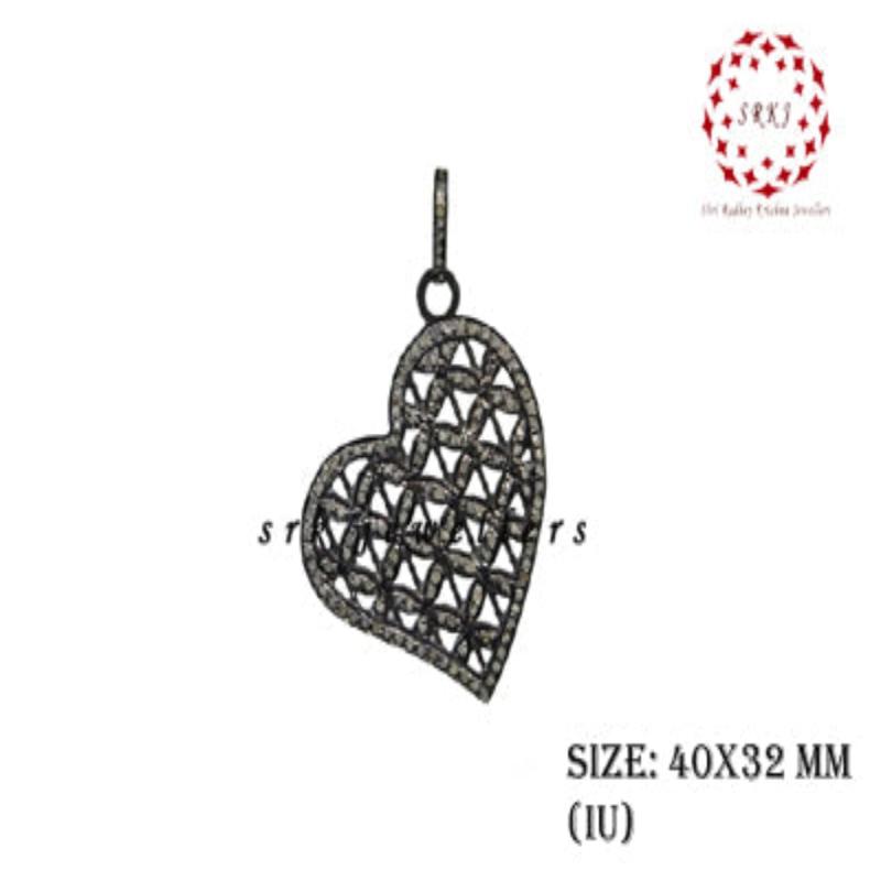 925 Sterling Silver Pave Diamond Heart Pendant, Classic and Unique Heart pendant, Gift For Her