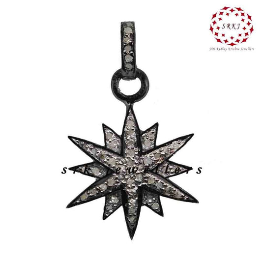 Attractive Pave Diamond Designer Star Burst Pendant, Classic And Stylish Star Necklace, Gift For Someone