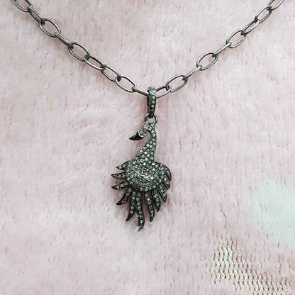 Natural Pave Diamond Bird Pendant, Attractive Bird Pendant, 925 Silver Jewelry