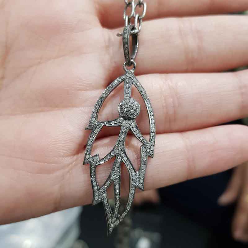 Looking Beautiful Leaf Pendant, Leaf Design Pendant, 925 Silver Jewelry