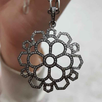 Round Designer Natural Octagon Shape Pendant, Fancy Octagon Pendant, 925 Silver Jewelry