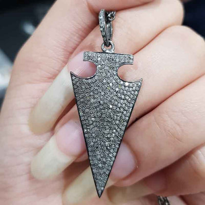 Fancy Designer Fully Pave Diamond arrowhead Pendant, Arrowhead Diamond Pendant, Gorgeous Gift For Someone