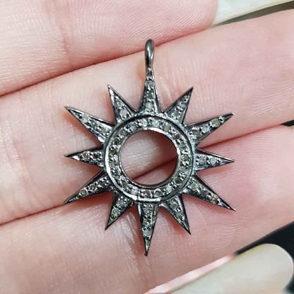 Beautifully Designed 925 Sterling Silver Sunburst Charm Pendant, Stunning Sunburst Pendant