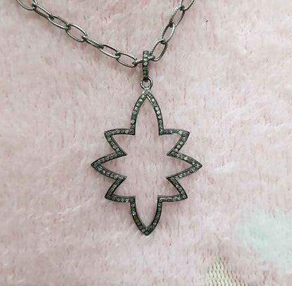 925 Sterling Silver Pave Diamond Star Pendant, Stunning Star Pendant, Gift For Special One