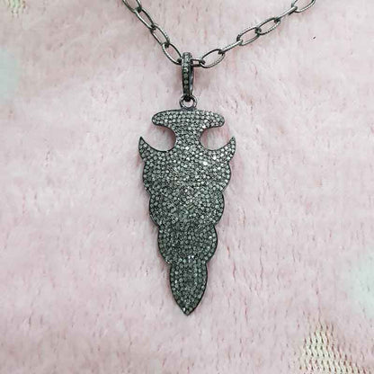 Handmade Designer Pave Diamond Arrow Head Pendant, 925 sterling Silver Jewelry