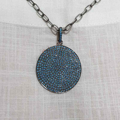 Pave Diamond Handmade Designer Disk Pendant, Fully Disk Pendant, Birthday Gift