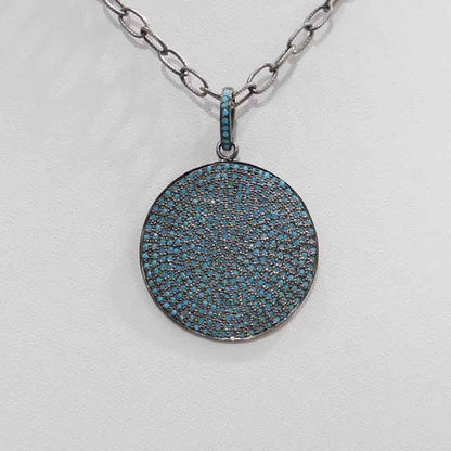 Pave Diamond Handmade Designer Disk Pendant, Fully Disk Pendant, Birthday Gift