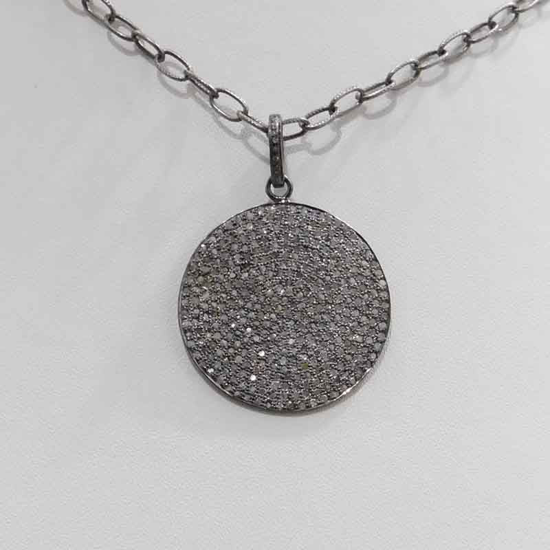 Pave Diamond Handmade Designer Disk Pendant, Fully Disk Pendant, Birthday Gift