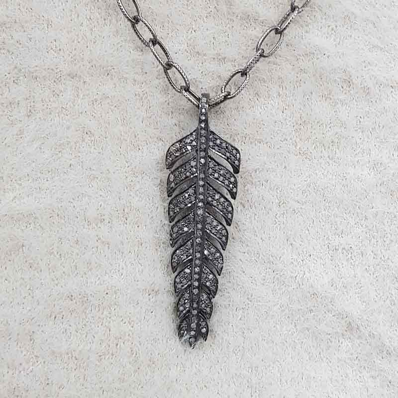 Natural Pave Diamond Gorgeous Leaf Pendant, Stylish Leaf Pendant, Gift For Her, Him