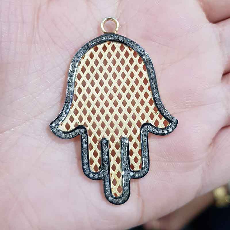 925 Sterling Silver Handmade Designer Hamsa Hand Pendant, Beautifully Wedding Gift For Someone