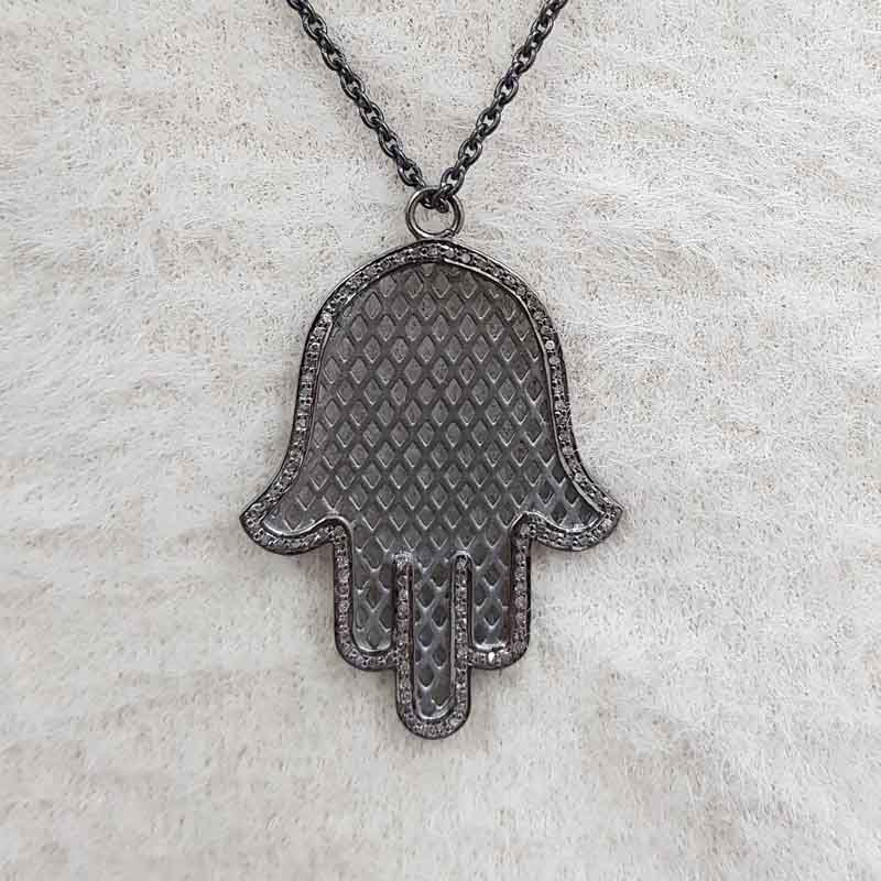 925 Sterling Silver Handmade Designer Hamsa Hand Pendant, Beautifully Wedding Gift For Someone