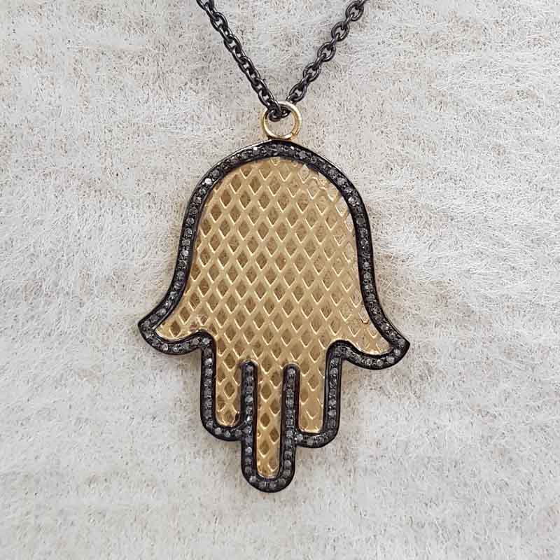 925 Sterling Silver Handmade Designer Hamsa Hand Pendant, Beautifully Wedding Gift For Someone