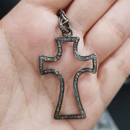 Natural pave diamond 925 Sterling Silver Cross Pendant, Christmas Gift, Gift For Favorite One