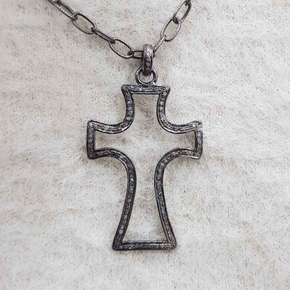 Natural pave diamond 925 Sterling Silver Cross Pendant, Christmas Gift, Gift For Favorite One