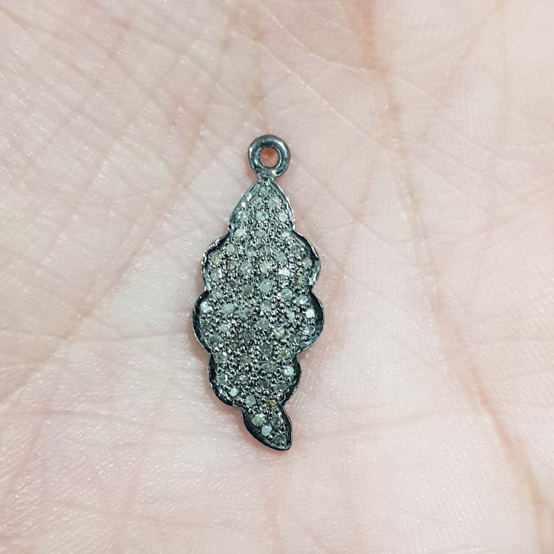 Pave Diamond Fancy Handmade Designer leaf Charm, Cutest Leaf Charm, Birthday Gift