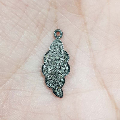 Pave Diamond Fancy Handmade Designer leaf Charm, Cutest Leaf Charm, Birthday Gift