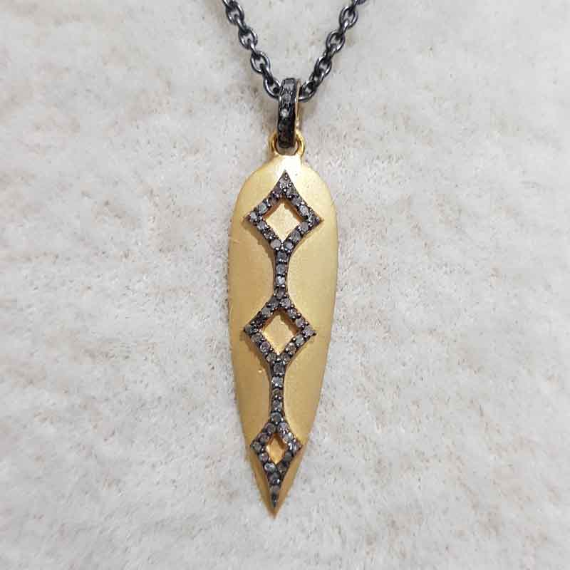 Arrow Head Matte Finish Pendent With Pave Diamond And 925 Sterling Silver, Silver Jewelry