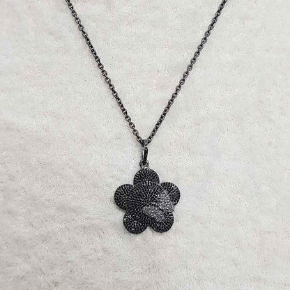 Pave Diamond Flower Design pendant, Flower With Small Butterfly pendant, Statement Pendant, Gift For Lover