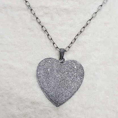 Fully Pave Diamond Setting Handmade Designer Heart Pendant, Gift For Lovers