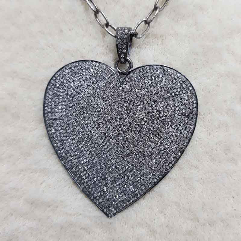 Fully Pave Diamond Setting Handmade Designer Heart Pendant, Gift For Lovers