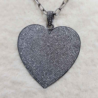 Fully Pave Diamond Setting Handmade Designer Heart Pendant, Gift For Lovers