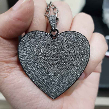 Fully Pave Diamond Setting Handmade Designer Heart Pendant, Gift For Lovers