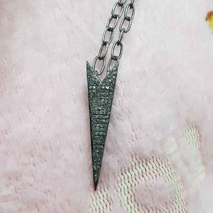 925 Solid Sterling Silver Stylish Arrow Head Pendant With Natural Pave Diamond Layers, Gift For Mom