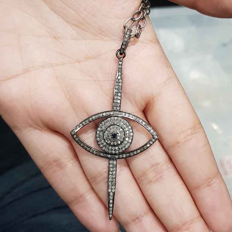 Evil Eye Cross Pendant With pave Diamond layers, Stunning Beautiful Pendant, Gift For Lovers