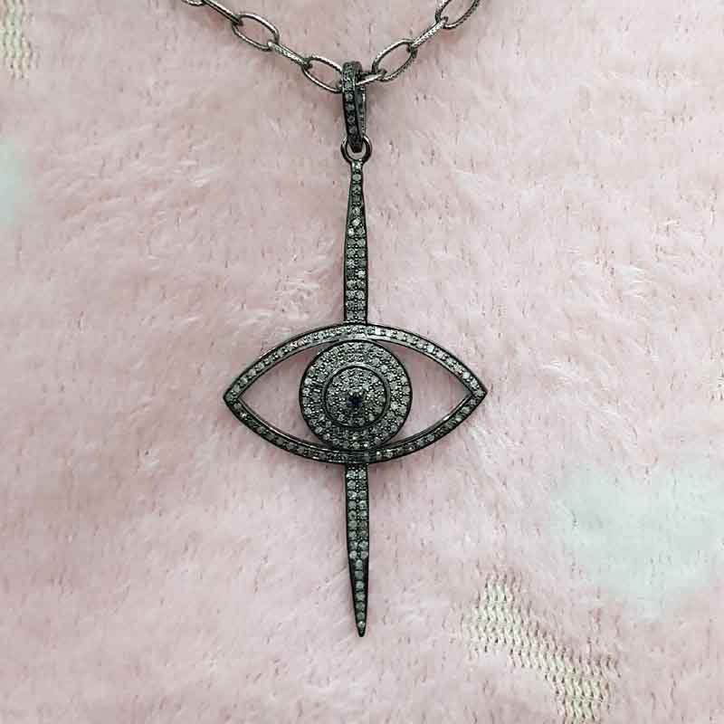 Evil Eye Cross Pendant With pave Diamond layers, Stunning Beautiful Pendant, Gift For Lovers