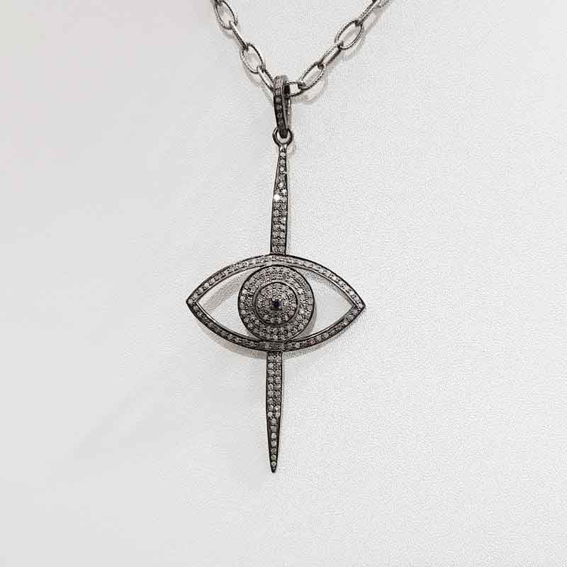 Evil Eye Cross Pendant With pave Diamond layers, Stunning Beautiful Pendant, Gift For Lovers